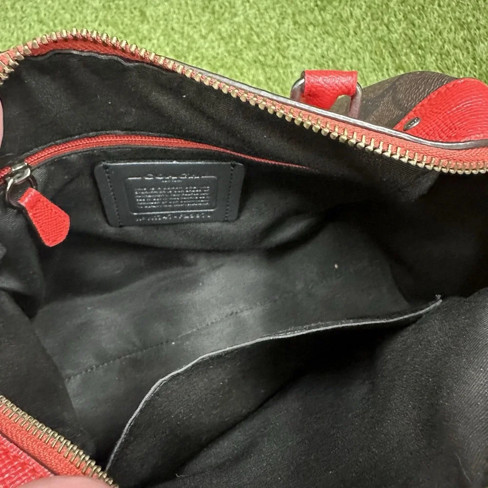 Coach Canvas Mini‎ Bennett Brown Rose Floral Red